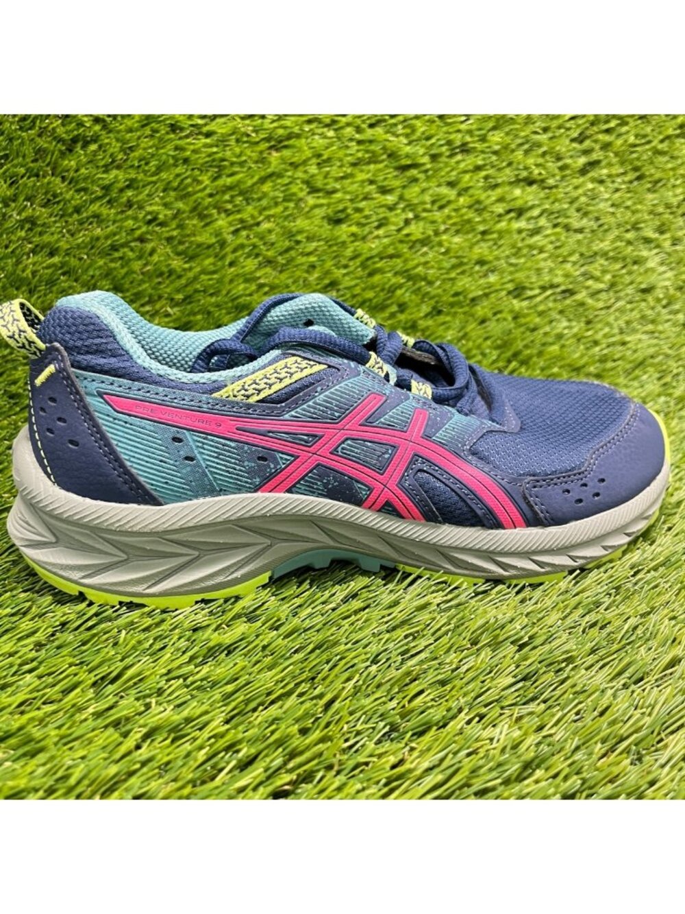 Asics Gel-Venture 9 Girls Size 4.5Y Blue Pink Athletic Running Shoes Sneakers
